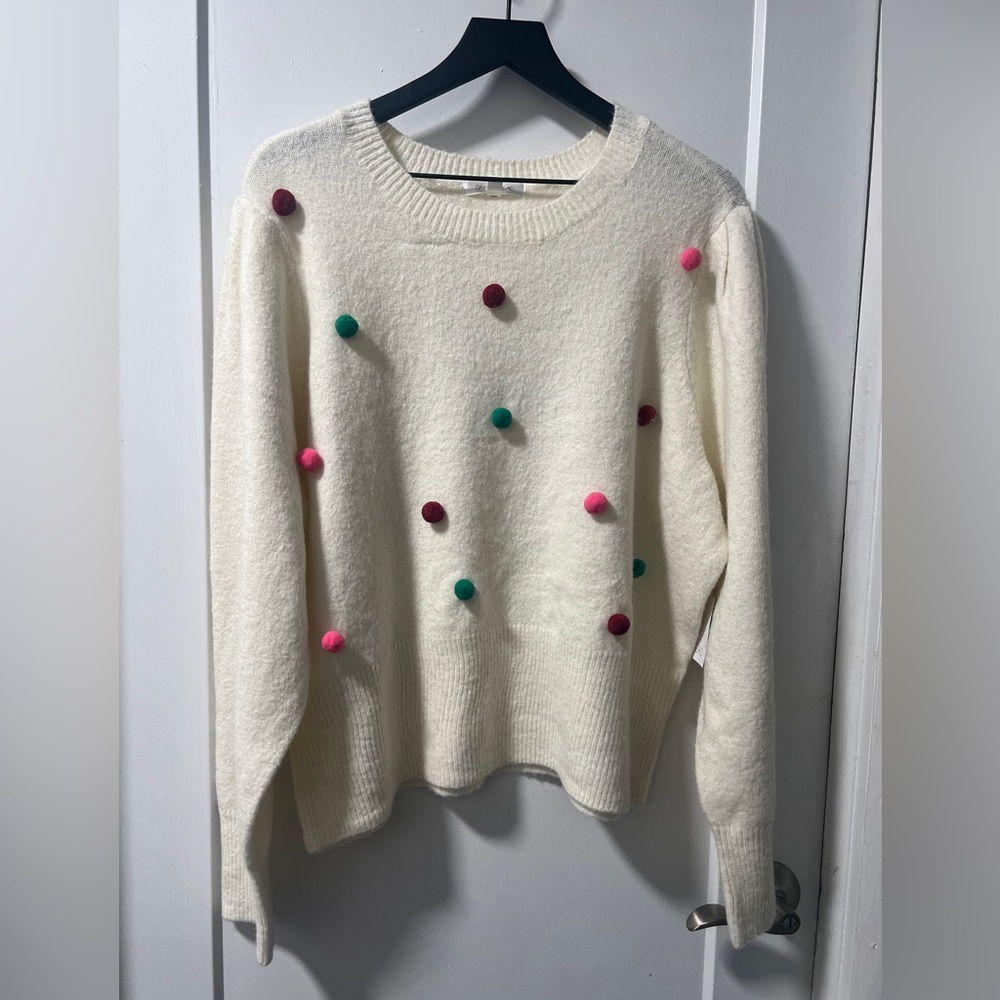 DAILY THREAD. Cream Pom Pom Sweater. Women’s XL NWT